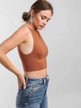 FP Intimately Women's Boatneck Cropped Brami Tank Top Brown Size XS/S Casual